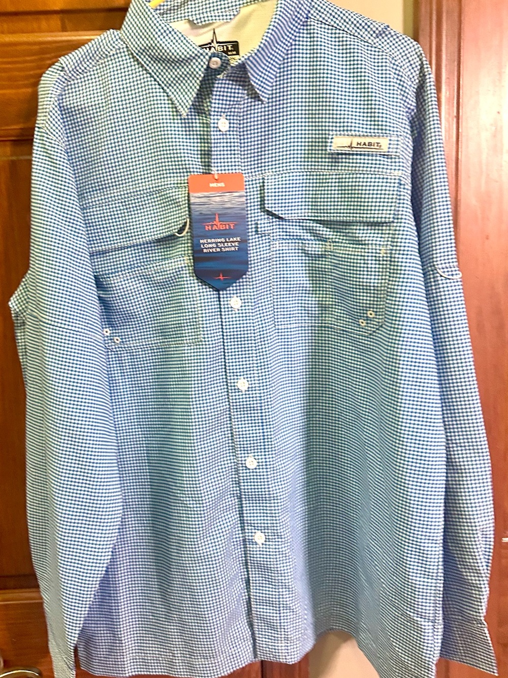 Habit Men's Blue Gingham Long-Sleeve Button-Down Shirt